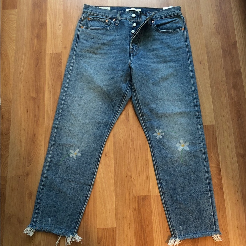 Levis Wedgie 31 with Custom Flower Illustration